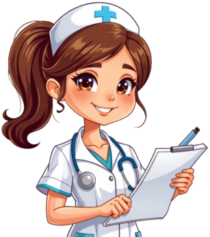 Smiling nurse with a clipboard and pen
